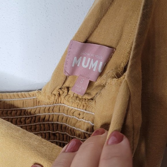 Show Me Your Mumu Small S Dark Yellow Short Sleeve Baby Doll Top‎ Women's - Picture 5 of 6